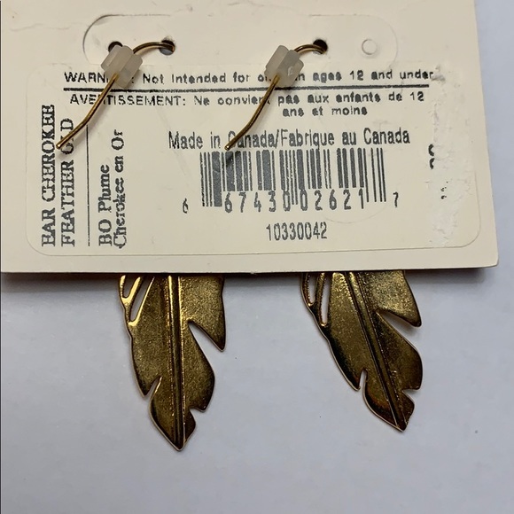 🎈Feather Drop Earrings Gold tone - Picture 3 of 5